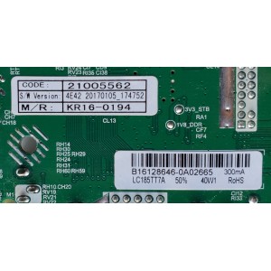 MAIN FUENTE PARA TV ELEMENT / NUMERO DE PARTE 21005562 / TP.MS3393A.PA671 / E17013-KK / B16128646-0A02665 / DISPLAY LC185TT7A 01 / MODELO ELEFW195	